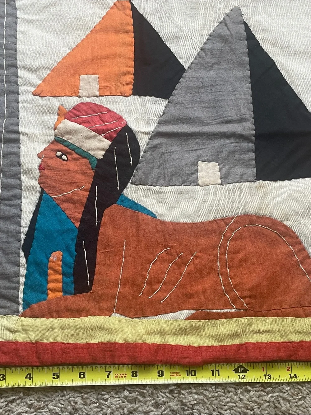 Vintage Egyptian Handmade Textile Folk Art Wall Hanging